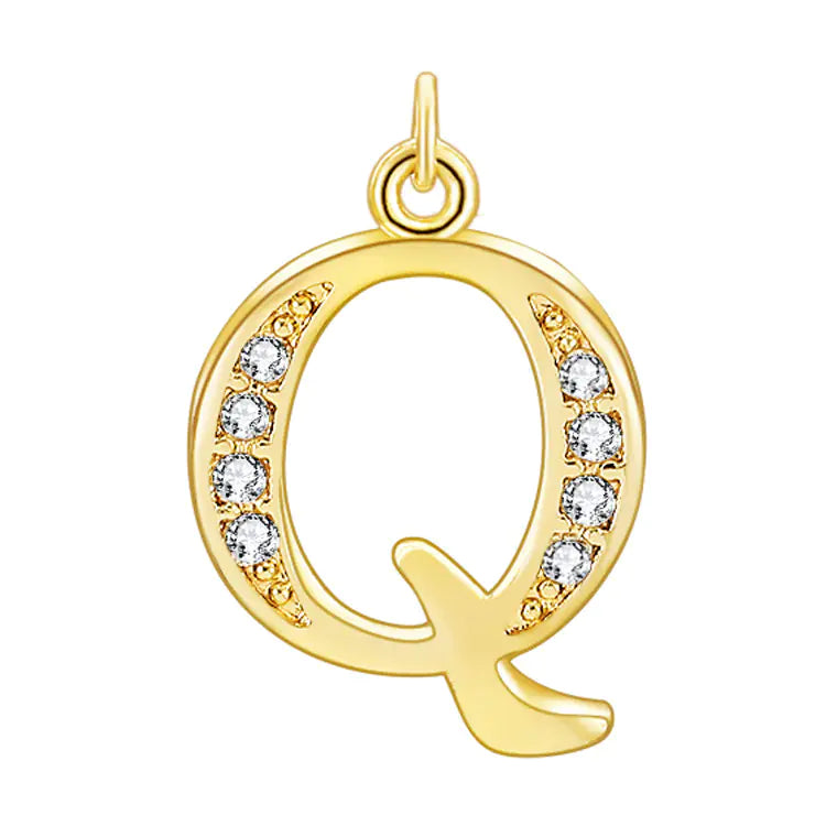 Diamond-Embedded Capital 26 English Letter Pendant Set