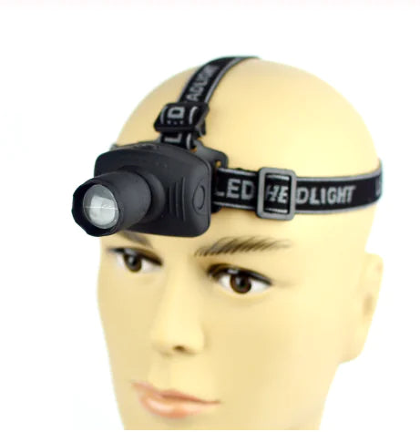 LED Headlamp with Three Modes and Zoom for Fishing