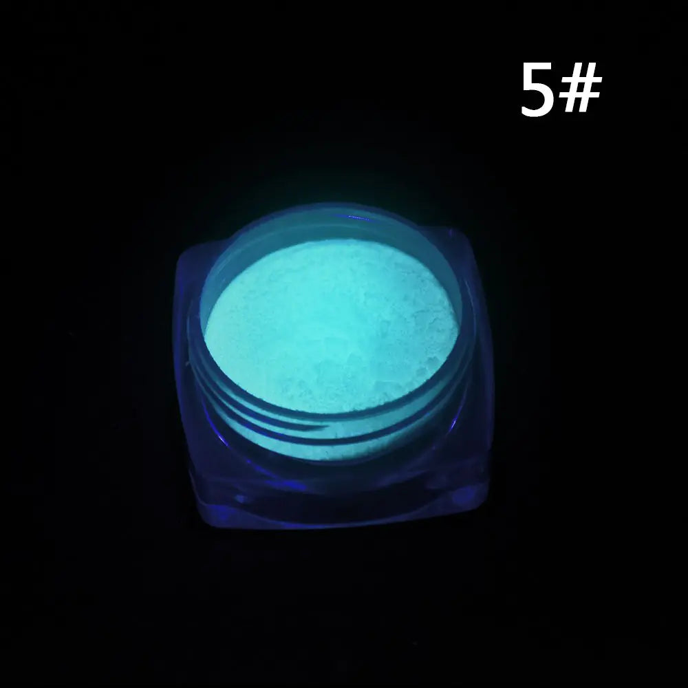 Glow-in-the-Dark Nail Powder - 10 Bright Colors