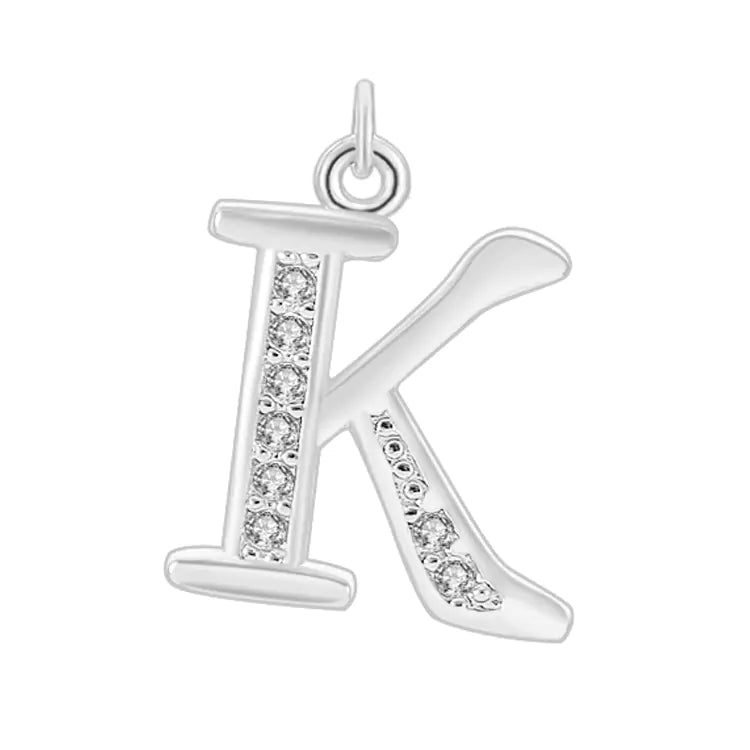 Diamond-Embedded Capital 26 English Letter Pendant Set