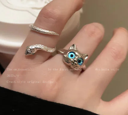 Personalized Cat Snake Ring for Women, Fashion Cold Style