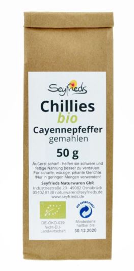 Seyfrieds | Chilis bio |Cayennepfeffer gemahlen 50g
