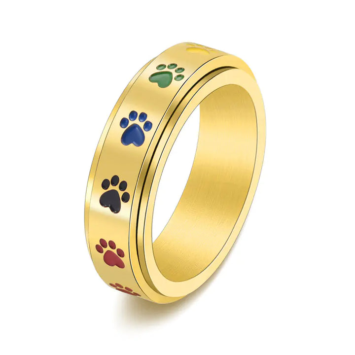 Rainbow Rotatable Stainless Steel Ring for Women