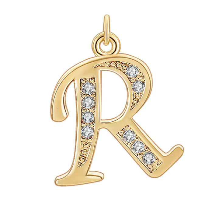 Diamond-Embedded Capital 26 English Letter Pendant Set