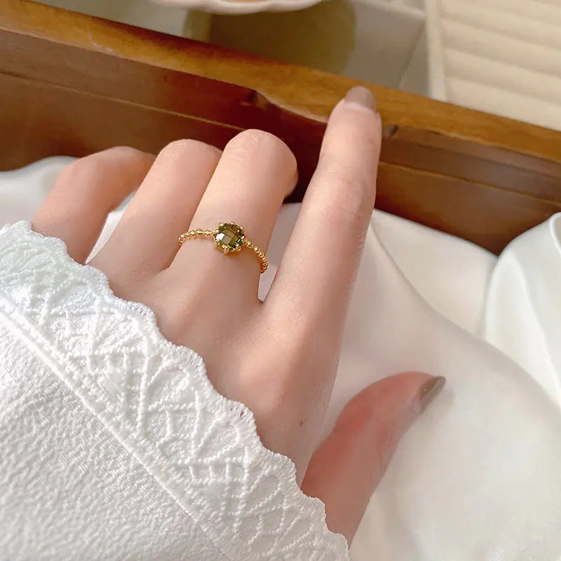 Women's Fashion Round Beads Chain Ring