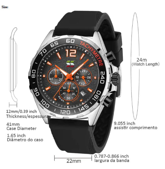 Sporty Six-Pin Quartz Watch