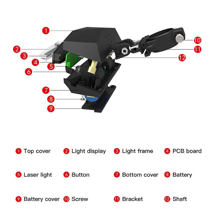 Wireless Remote Control Laser Tail Light for Bicycles
