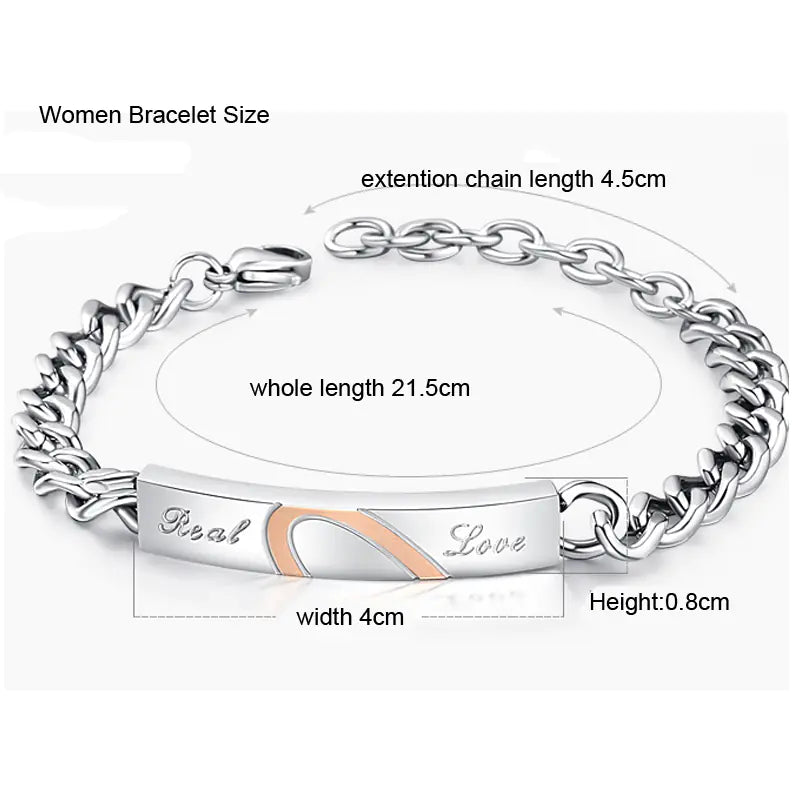 Korean Style Puzzle Heart Couple Bracelet in Rose Gold