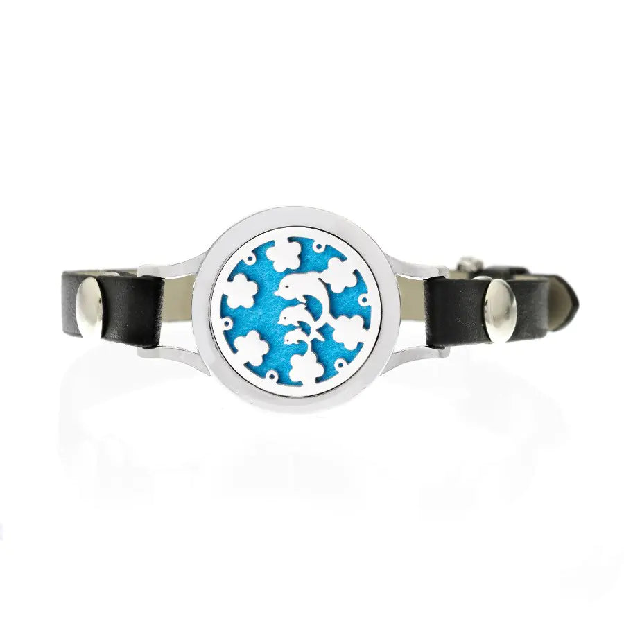 Hollow Knob Essential Oil Diffuser Bracelet with Leather Band