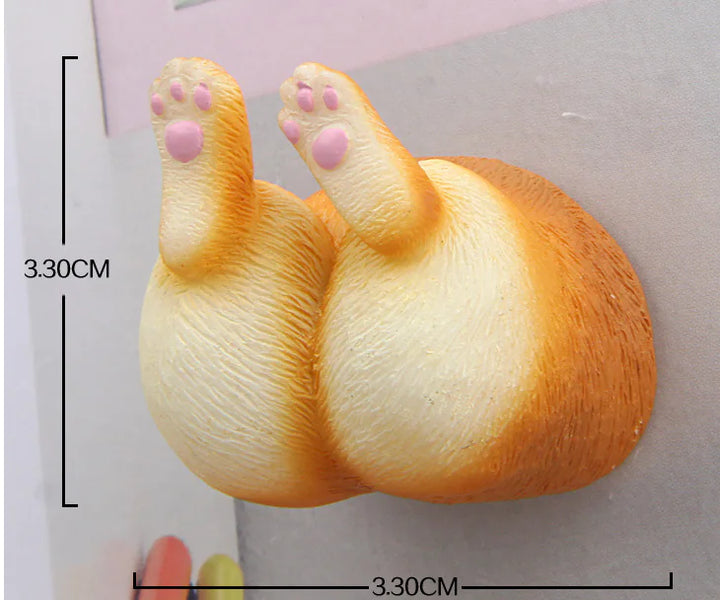 Corgi Butt Magnet and Refrigerator Sticker Set