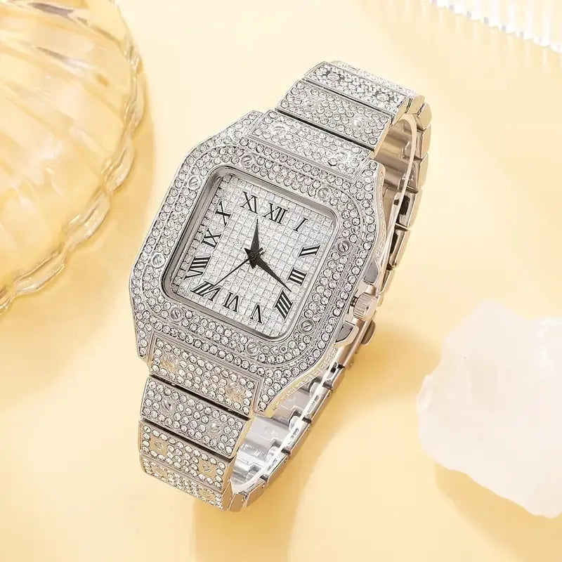 Silver diamond watch womens online