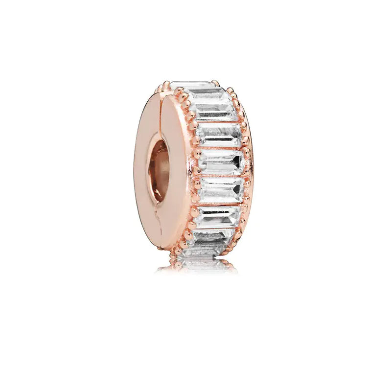 S925 Silver Rose Gold Sparkling Silicone Clip DIY Beads