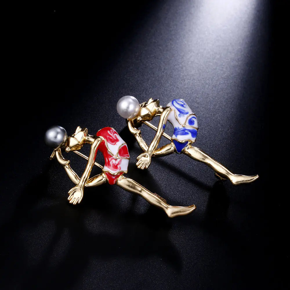 New European Style Brooch with Pearl for Gymnastics