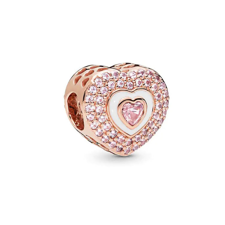 S925 Silver Rose Gold Sparkling Silicone Clip DIY Beads