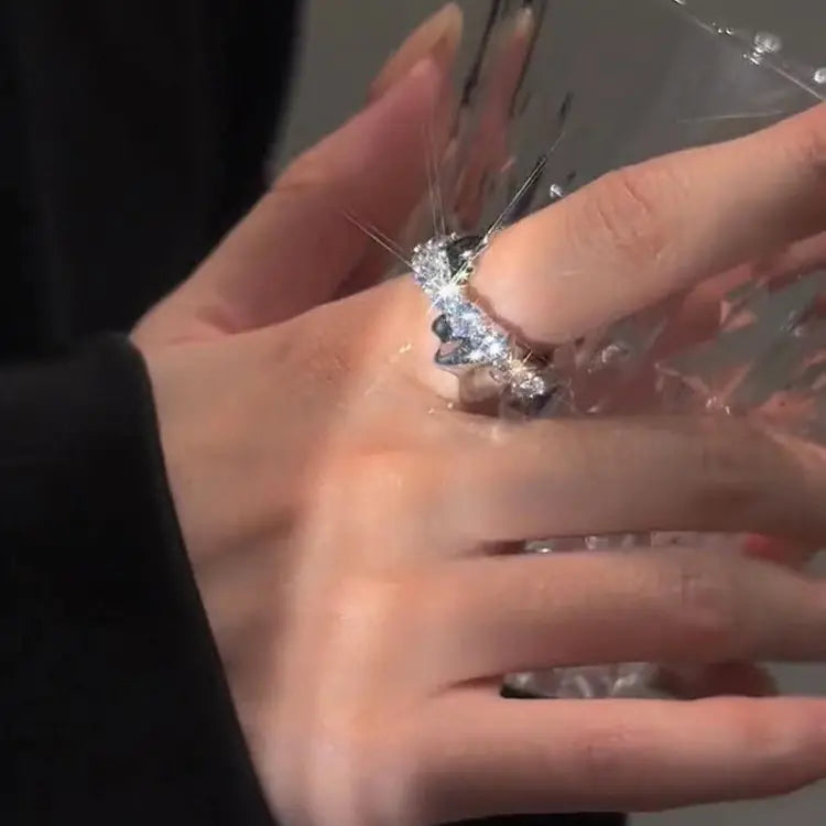 Light Luxury Small Zircon Cross Ring for Women