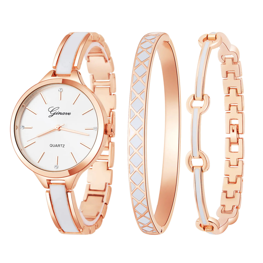 Fashionable Women's Quartz Watch and Bracelet Set