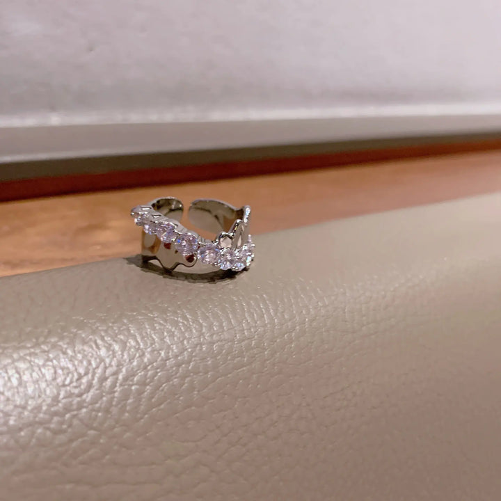 Light Luxury Small Zircon Cross Ring for Women