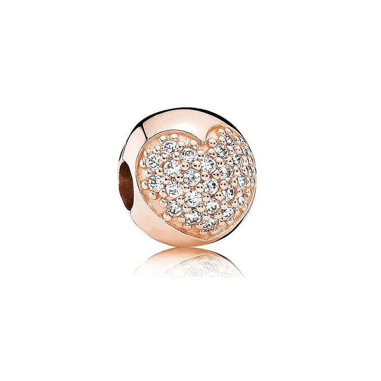 S925 Silver Rose Gold Sparkling Silicone Clip DIY Beads