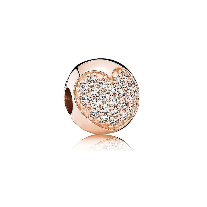 S925 Silver Rose Gold Sparkling Silicone Clip DIY Beads