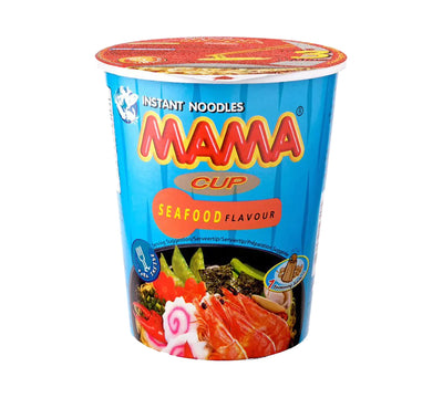 Mama Cup Seafood Flavor is a delicious and nutritious meal made with real seafood, Each cup contains 20 grams of protein to keep you full for hours. Prepared in just three minutes, it's the perfect solution for quick and easy meal planning.