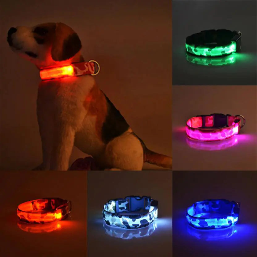 LED Glow Camouflage Dog Collar - Durable Pet Accessory