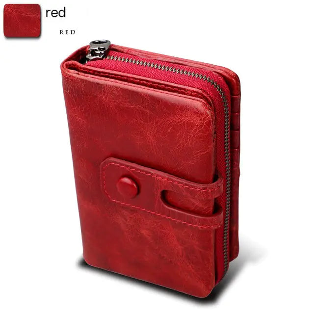 Women's Leather Zipper Short Wallet and Money Bag