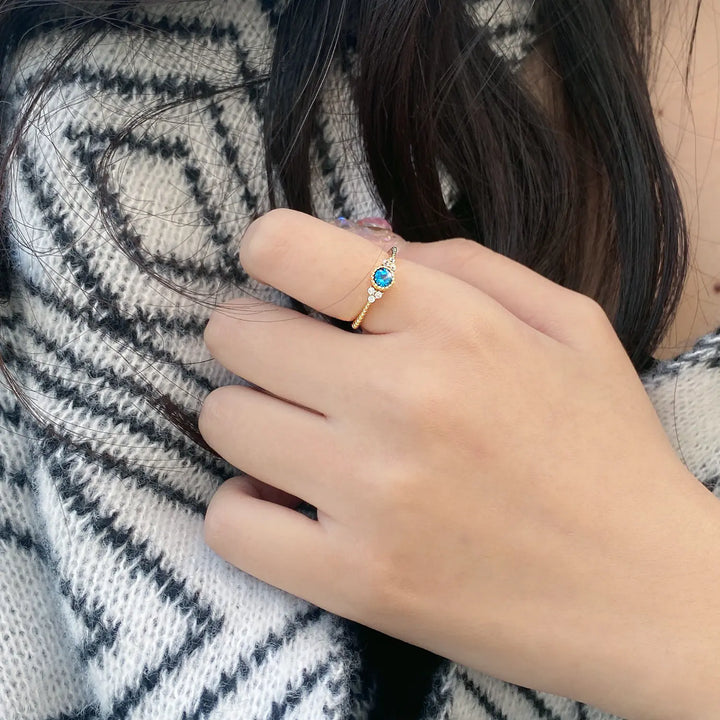 Natural Topaz Colored Gems S925 Sterling Silver Ring