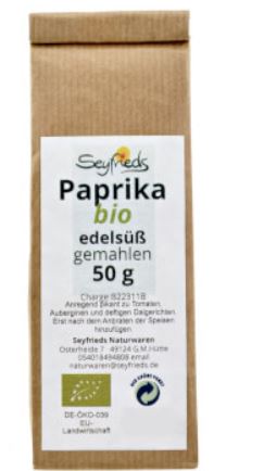Seyfrieds | Paprika bio |edelsuess gemahlen 50g