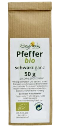 Seyfrieds | Pfeffer bio | schwarz ganz gerebelt 50g
