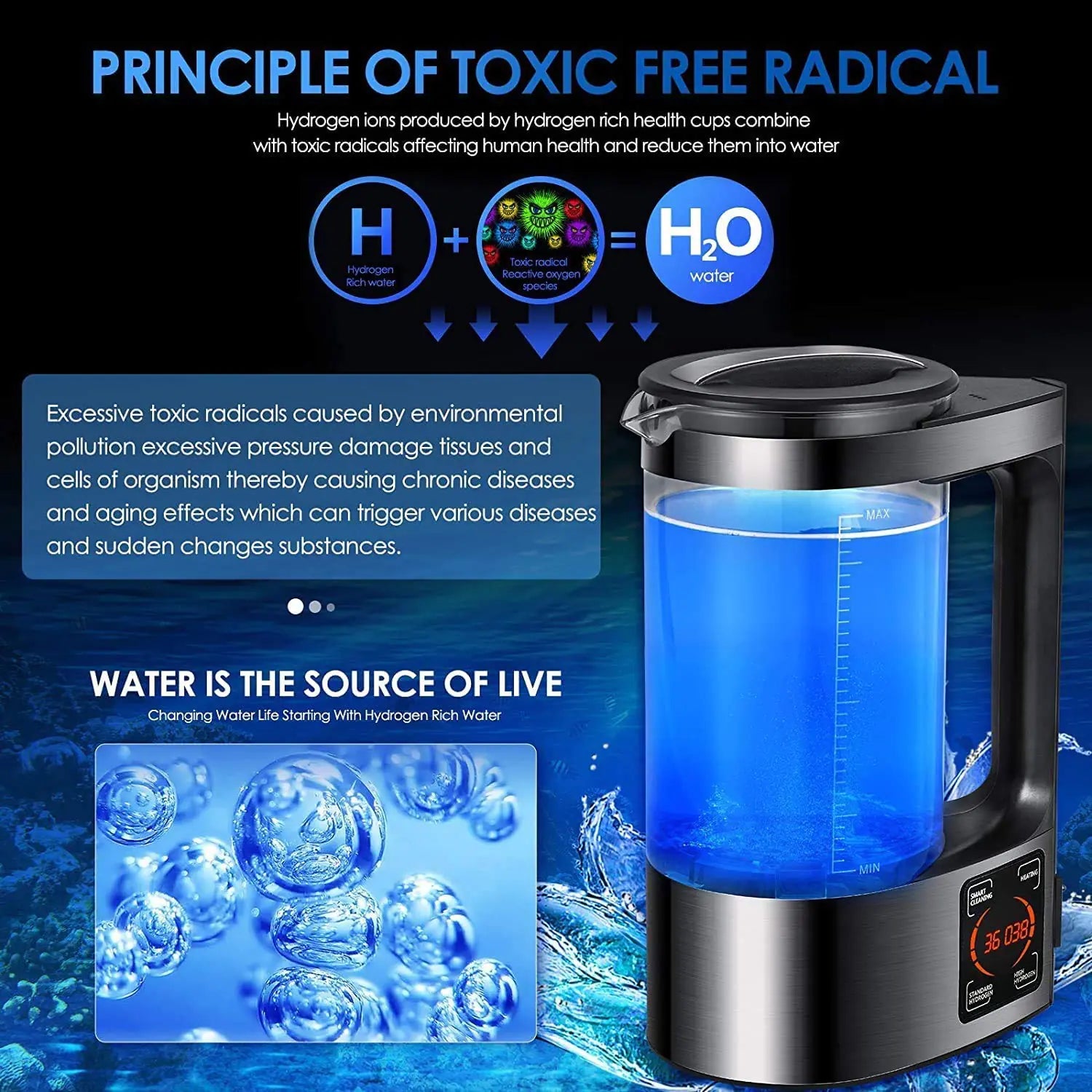 Hydrogen Water Ionizer Machine - Electric Hydrogen Rich Water Machine - MD Store