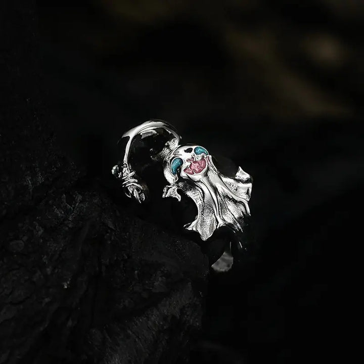 S925 Sterling Silver Wizard Hat and Ghost Ring