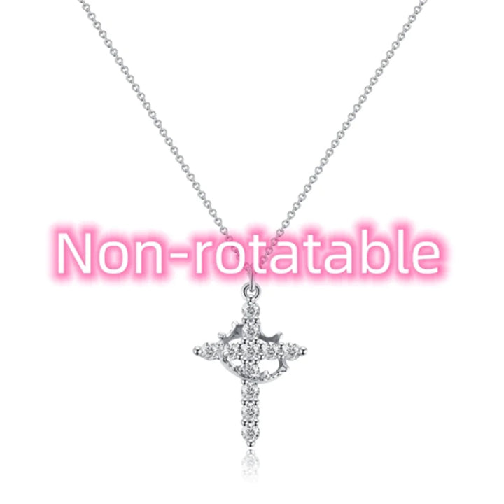 Rotatable Cross Crown Necklace