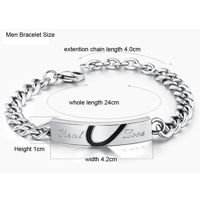 Korean Style Puzzle Heart Couple Bracelet in Rose Gold
