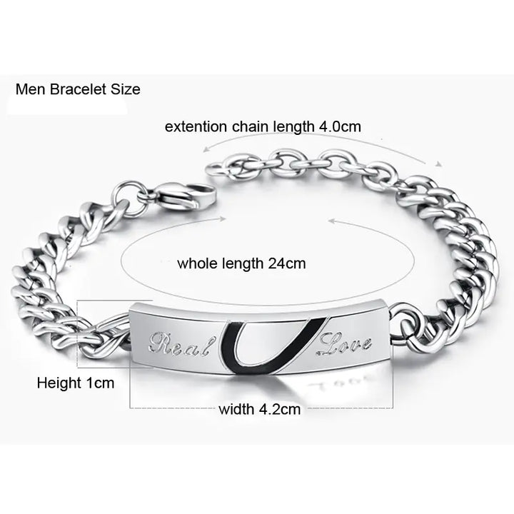 Korean Style Puzzle Heart Couple Bracelet in Rose Gold