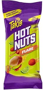 Takis Hot Nuts Flare is a spicy snack made with peanuts, chile pepper, and garlic. Each crunchy bite is made with real peanuts for hearty flavor and a bold kick of spice and salt. Enjoy a hot snack experience with a flavor difference you can taste.