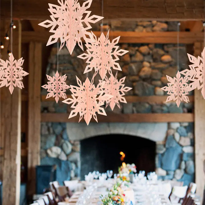 3D Snowflake Decorations for Winter Christmas Events