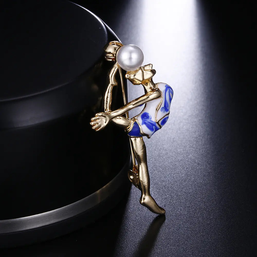 New European Style Brooch with Pearl for Gymnastics