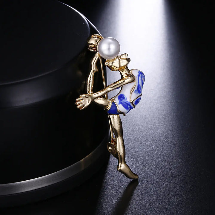 New European Style Brooch with Pearl for Gymnastics