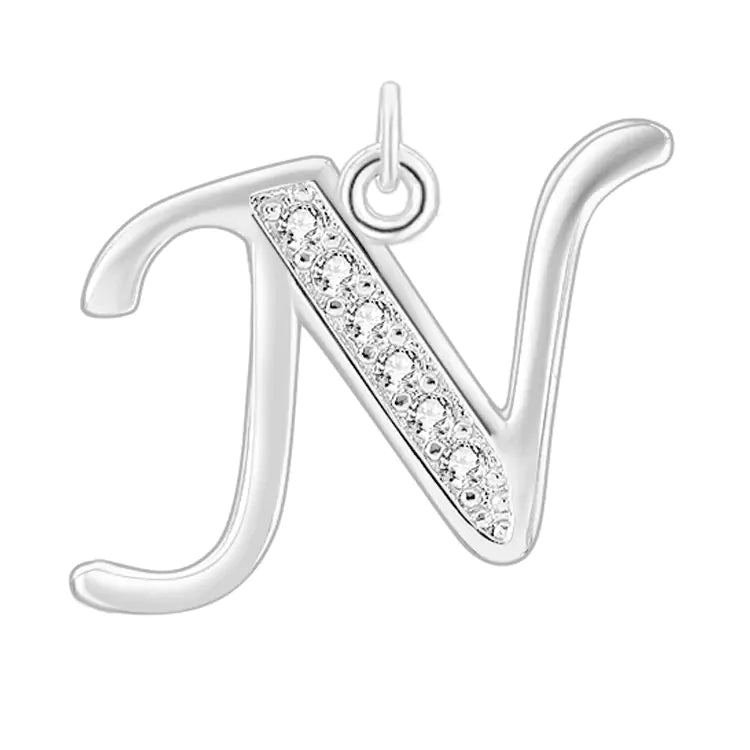 Diamond-Embedded Capital 26 English Letter Pendant Set