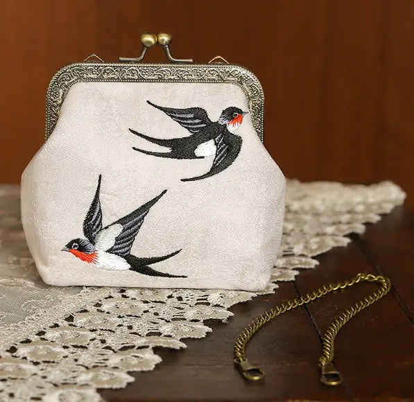 DIY Embroidery Coin Purse Kit with Chain Strap