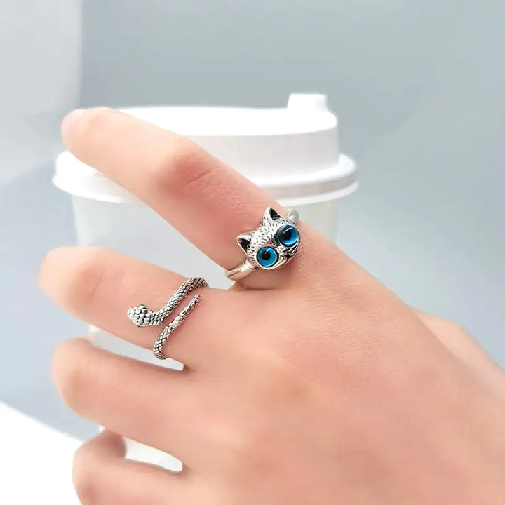 Personalized Cat Snake Ring for Women, Fashion Cold Style