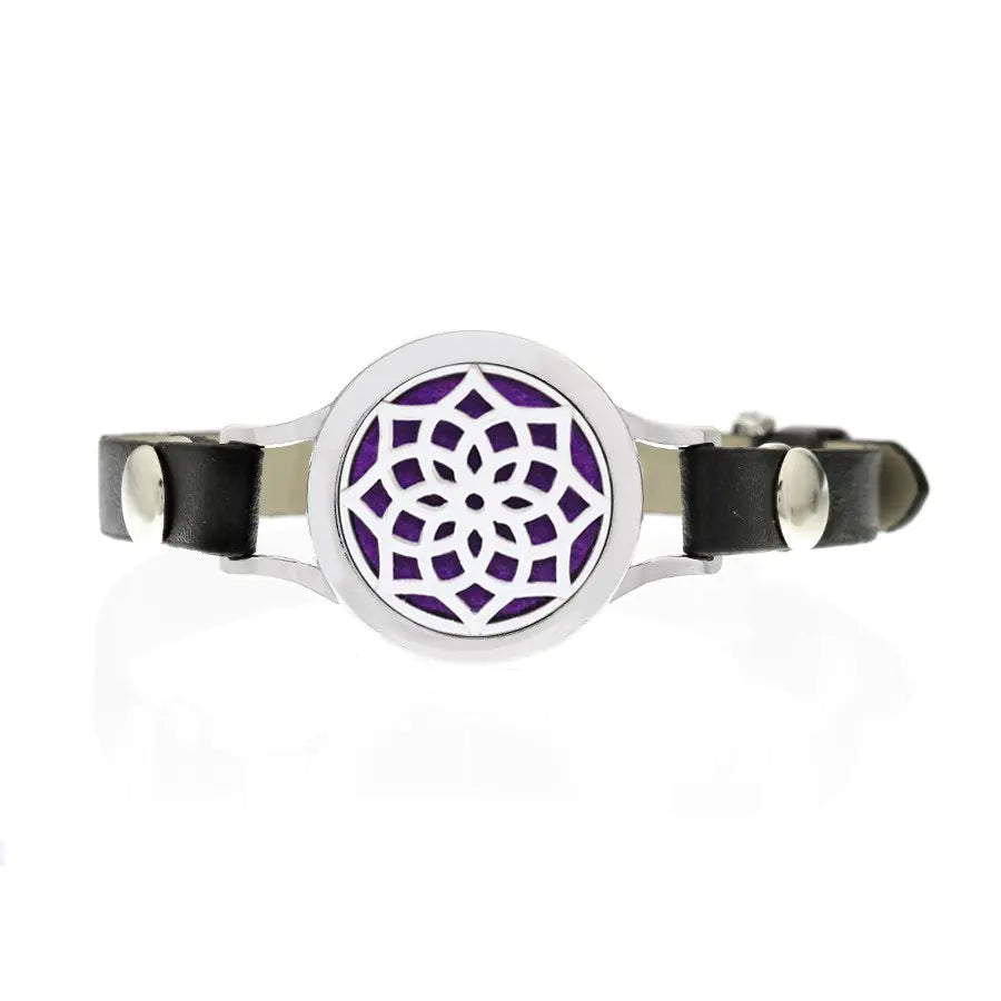 Hollow Knob Essential Oil Diffuser Bracelet with Leather Band