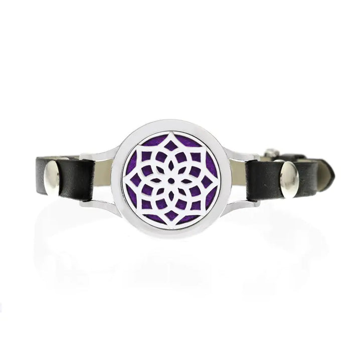 Hollow Knob Essential Oil Diffuser Bracelet with Leather Band