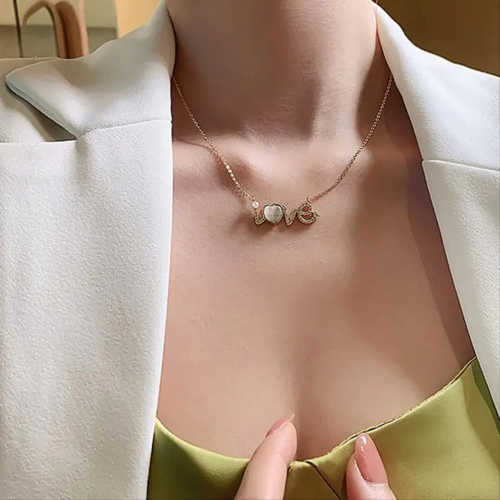 Cat's Eye Stone Necklace with LOVE Pendant (2020 Style)