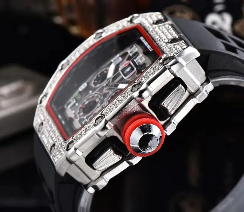 Fashionable 6-Needle Quartz Watch with Rhinestones