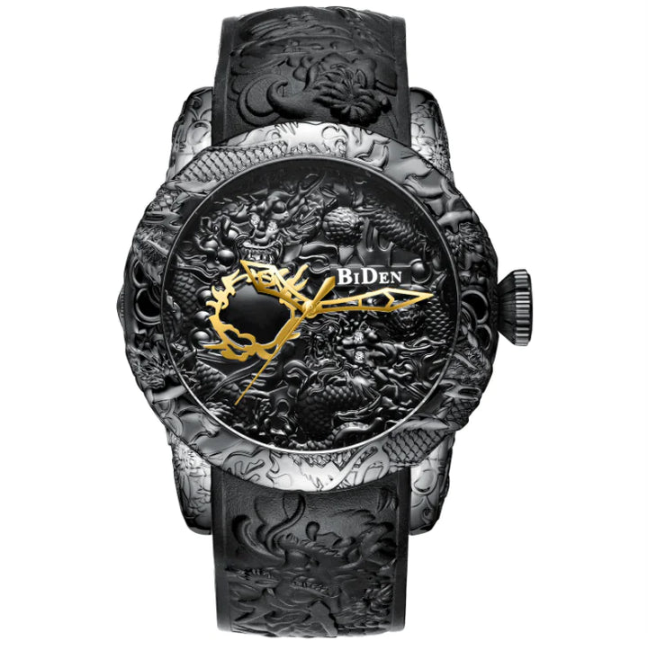 Quartz Men's Watch with Large Dial and Rubber Strap