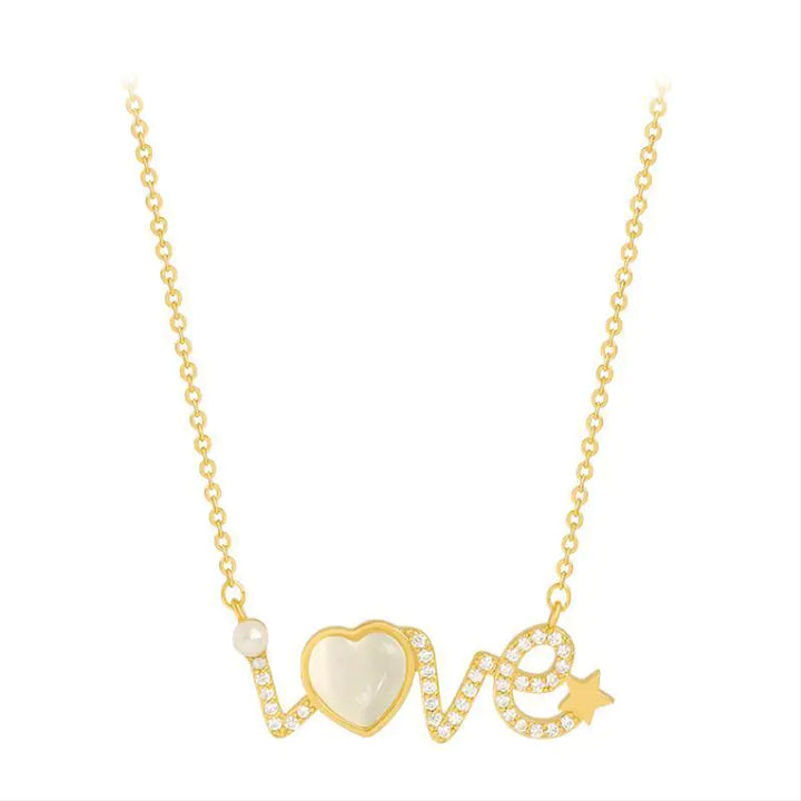 Cat's Eye Stone Necklace with LOVE Pendant (2020 Style)