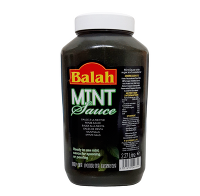 Balah Mint Sauce is a delicious accompaniment for your favorite dishes. Our sauce is made from carefully blended mint and natural herbs and spices, and is available in 2.27L jars. Enjoy its savory and refreshing taste to add a special kick to your meal.